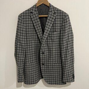 Z ZEGNA Gray / Black Check Plaid Brushed Wool Angora Blazer Sport Jacket 40 R
